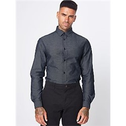 Navy Textured Long Sleeve Shirt