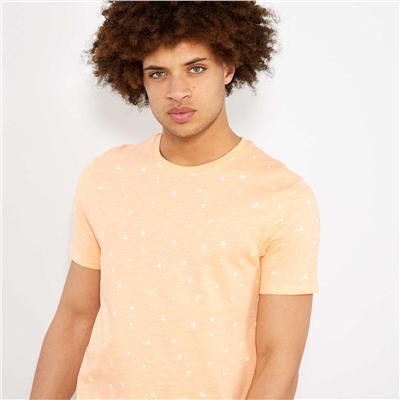 Прямая футболка с мелким узором - оранжевый