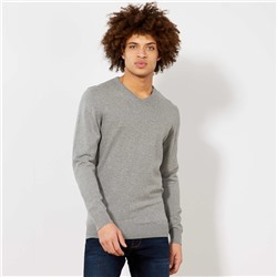 Легкий свитер с V-образным вырезом - серый