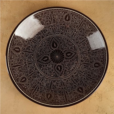 Ляган Риштанская Керамика "Узоры", 42 см, коричневый