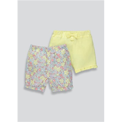 Girls 2 Pack Cotton Shorts (Newborn-23mths)