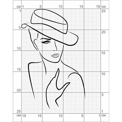 02-98 Термотрансфер Девушка в шляпе, черный 17х24см