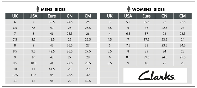 clarks us size chart