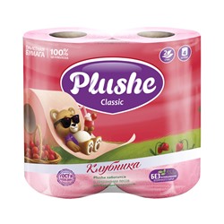 Туалетная бумага Plushe Classic Клубника, 2 сл., 4 рул.,