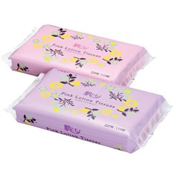 Бумажные розовые двухслойные салфетки с коэнзимом Q10 Ellemoi Pink, Kami Shodji 110шт. (1 пачка)