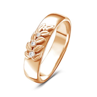 Золотое обручальное кольцо с бесцветными фианитами - 571