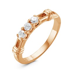 Золотое кольцо с бесцветными фианитами - 1045