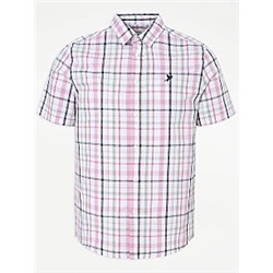 Pink Check Bird Emblem Short Sleeve Shirt