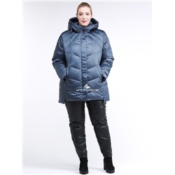 Женская зимняя классика куртка большого размера синего цвета 85-923_49S