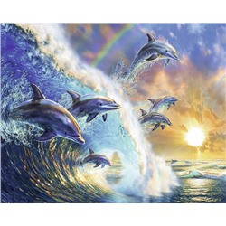 Картина по номерам 40х50 - Дельфины на волнах