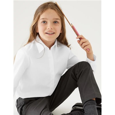 2pk Girls' Slim Fit Pure Cotton School Shirts (2-18 Yrs)