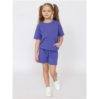 Комплект для девочки (футболка, шорты) Фиолетовый