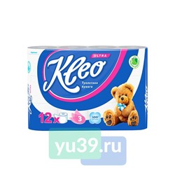 Туалетная бумага Kleo Ultra, 12 рул., 3 сл., белая