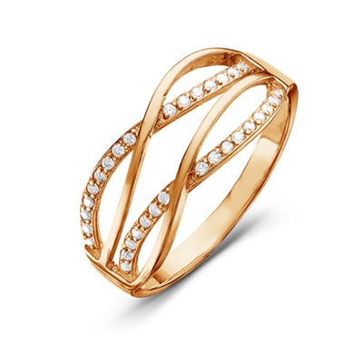 Золотое кольцо с бесцветными фианитами - 510