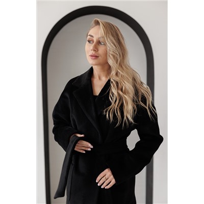 Пальто женское демисезонное 20550Р (черный ворсовый)