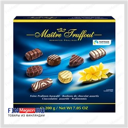 Набор шоколадных конфет микс Maître Truffout пралине (синяя упаковка) 200 гр