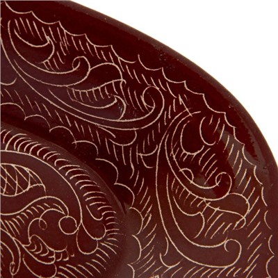 Селёдочница Риштанская Керамика "Узоры", 24 см, коричневая