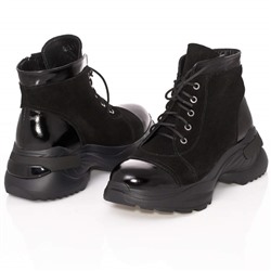 Женские кожаные ботинки DeLis DeL2204 Черный замша+лак: Под заказ