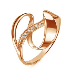 Золотое кольцо с бесцветными фианитами - 984