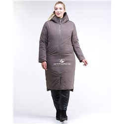 Женская зимняя классика куртка большого размера коричневого цвета 112-919_48K