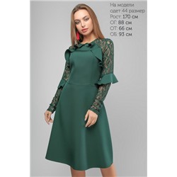 Платье с гипюровым рукавом Зеленое