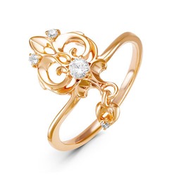 Золотое кольцо с бесцветными фианитами - 631