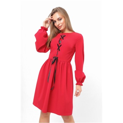 Платье с имитацией корсета Красное