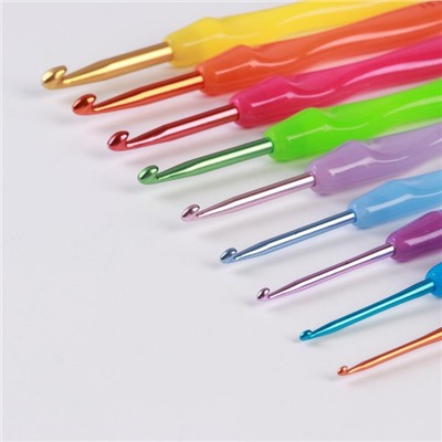 Набор крючков для вязания, d = 2-6 мм, 17 см, 9 шт, цвет разноцветный