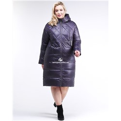 Женская зимняя классика куртка стеганная темно-фиолетового цвета 105-918_24TF