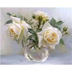 Картина по номерам 40х50 - Белые розы (худ. Бузин И.)