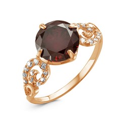 Золотое кольцо с фианитом цвета гранат - 207