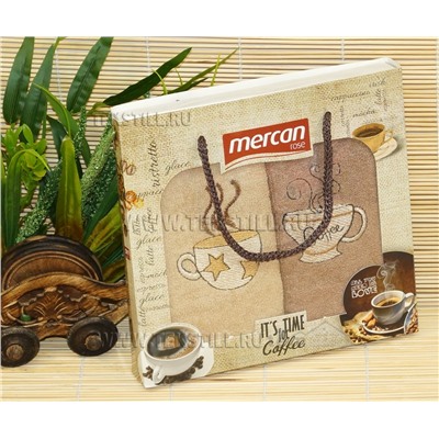 Махровые Полотенца с Вышивкой 30x50 см. 2 шт./уп. Coffee Mercan