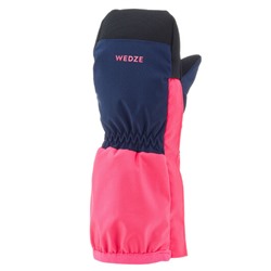 Варежки лыжные теплые водонепроницаемые для детей сине-розовые флюоресцентные WEDZE
