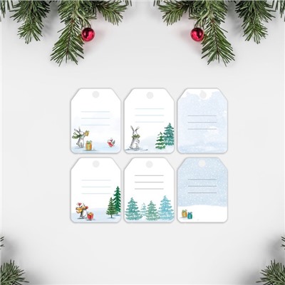 Набор из 6 шильдиков на подарки «Снежного настроения», 16 × 24 см, 6 шт