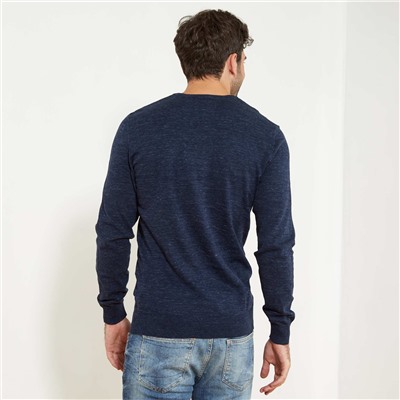 Легкий свитер с V-образным вырезом - голубой