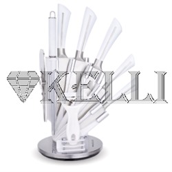 Ножи Kelli KL-2085 титановые 9пр белые ручки (6шт)  оптом