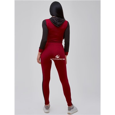 Женский всесезонный костюм для фитнеса бордового цвета 21111Bo
