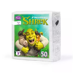 Салфетки Plushe Сlassic Shrek, белые, 24 x 24 см., 1 сл., 50 шт.