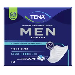 Tena Men Achtive Fit Absorbierende Protektoren Einlagen Level 1 Впитывающие урологические прокладки для мужчин, 12 шт