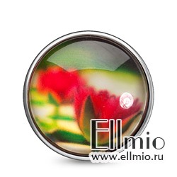 Кнопка  Noosa красные цветы #4