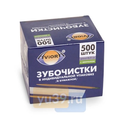 Aviora Зубочистки в индивидуальной бумажной упаковке с ментолом, 500 шт.