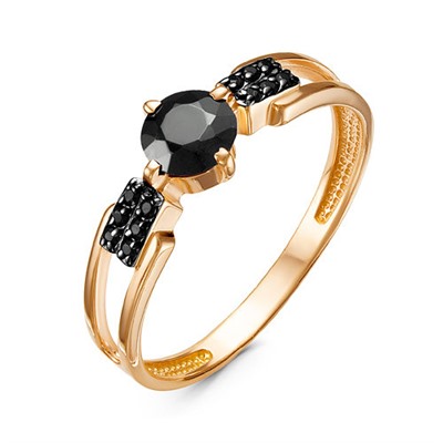 Золотое кольцо с черными фианитами - 972