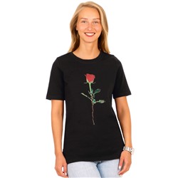 футболка ЖДФК263804; черный / Роза на стебле