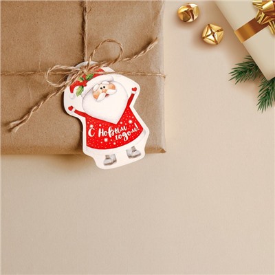 Шильдик декоративный на подарок «Дедушка Мороз», 6,5 × 9,1 см