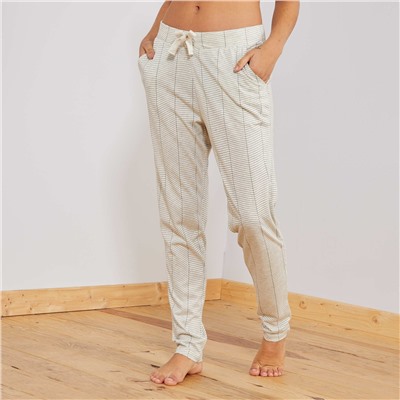 Пижамные брюки с рисунком - бежевый