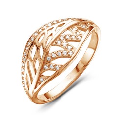 Золотое кольцо с бесцветными фианитами - 171