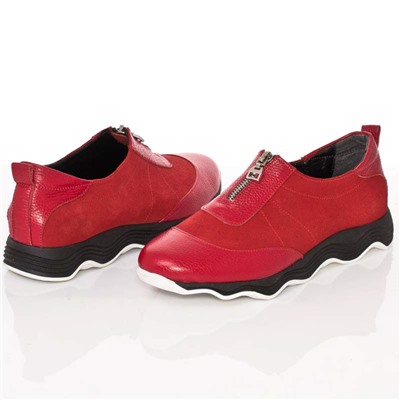 Женские кожаные кеды Shik Shoes Shik1239 Красный + замша: Под заказ