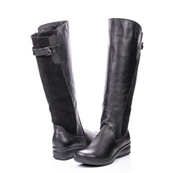 Женские кожаные сапоги Tacchi Grande TG4122 1V Черный+Замш: Под заказ