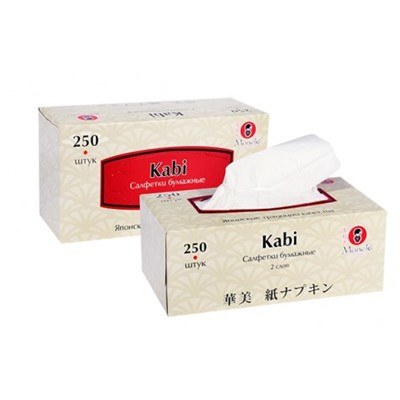MANEKI Салфетки бумажные Kabi, белые, 2 слоя, коробка, 250 шт.