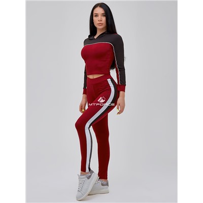 Женский всесезонный костюм для фитнеса бордового цвета 21111Bo
